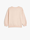 Sweatshirt Bisiklet Yaka Köpek Baskılı Uzun Kollu Pamuklu