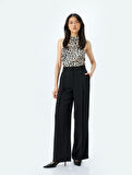 Saten Kolsuz Halter Yaka Leopar Bluz