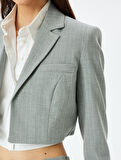 Uzun Kollu Kruvaze Crop Blazer Ceket