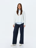 Uzun Kollu Bisiklet Yaka Pamuklu Basic Sweatshirt