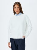 Uzun Kollu Bisiklet Yaka Pamuklu Basic Sweatshirt