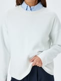 Uzun Kollu Bisiklet Yaka Pamuklu Basic Sweatshirt