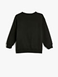 Oversize Basic Sweatshirt Uzun Kollu Bisiklet Yaka Şardonlu