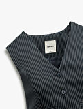 Slim Fit V Yaka Kolsuz Düğmeli Takım Yeleği
