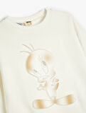 Tweety Sweatshirt Lisanslı Bisiklet Yaka Uzun Kollu Şardonlu 