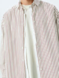 Uzun Kollu Cep Detaylı Pamuklu Poplin Çizgili Gömlek