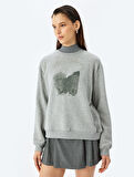 Koton X Şahika Ercümen - Nakış Detaylı Baskılı Uzun Kollu Oversize Sweatshirt
