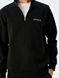 Yarım Fermuarlı Basic Pamuk Karışımlı İnterlok Kumaş Atatürk Sweatshirt