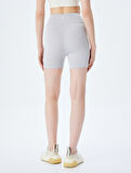 Yüksek Bel Slim Fit Kısa Biker Spor Tayt