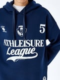 Şardonlu Kapüşonlu Kolej Baskılı Oversize Sweatshirt