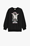 Koton Kız Çocuk Sweatshirt Unicorn Baskılı Uzun Kollu Bisiklet Yaka Şardonlu