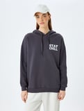 Arkası Baskılı Kapüşonlu Oversize Sweatshirt