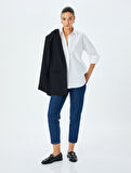 Yüksek Bel Crop Düz Paça Mom Fit Denim Pantolon - Mom Jean