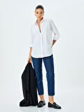 Yüksek Bel Crop Düz Paça Mom Fit Denim Pantolon - Mom Jean