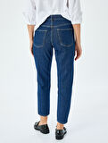 Yüksek Bel Crop Düz Paça Mom Fit Denim Pantolon - Mom Jean