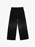 Kot Pantolon Geniş Paça Zımbalı Cepli Pamuklu - Wide Leg Jean