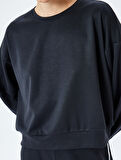 Modal Kumaş Bisiklet Yaka Uzun Kollu Basic Sweatshirt