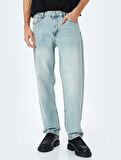 Normal Bel Pamuklu Vintage Straight Fit Kot Pantolon