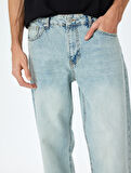 Normal Bel Pamuklu Vintage Straight Fit Kot Pantolon