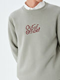Pamuk Karışımlı Bisiklet Yaka Slogan Baskılı Sweatshirt