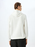 Pamuk Karışımlı Şardonlu Slogan Baskılı Kapşonlu Sweatshirt