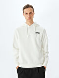 Pamuk Karışımlı Şardonlu Slogan Baskılı Kapşonlu Sweatshirt