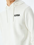 Pamuk Karışımlı Şardonlu Slogan Baskılı Kapşonlu Sweatshirt