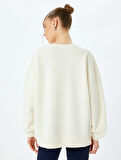 Oversize Bisiklet Yaka Uzun Kollu Sweatshirt