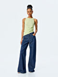 Halter Yaka Viskon Slim Fit Drapeli Kolsuz Bluz