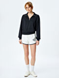 Rahat Kalıp Uzun Kollu Yarım Fermuar Detaylı Modal Kumaş Sweatshirt