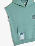 Kolsuz Oversize Baskı Detaylı Kanguru Cepli Kapşonlu Sweatshirt