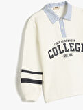 Uzun Kollu Gömlek Yaka Oversize Sweatshirt