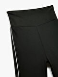 Yüksek Bel Slim Fit Biyeli Biker Spor Tayt
