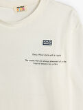 Pamuklu Uzun Kollu Oversize Slogan Baskılı Tişört