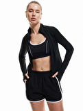 Yüksek Bel Biyeli Rahat Kesim Mini Spor Şort