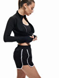 Yüksek Bel Biyeli Rahat Kesim Mini Spor Şort