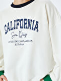 Bisiklet Yaka Uzun Kollu Baskılı Oversize Sweatshirt