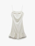 İp Askılı Volanlı Mini Pullu Payetli Bridal Elbise