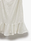 İp Askılı Volanlı Mini Pullu Payetli Bridal Elbise