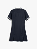 Slim Fit Kısa Kollu Yarım Fermuar Detaylı Mini Polo Yaka Elbise