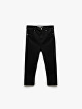 Yüksek Bel Pamuklu Kapri Denim Şort - Tight Fit