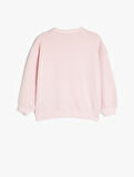 Baskı Detaylı Uzun Kollu Bisiklet Yaka Şardonlu Oversize Sweatshirt