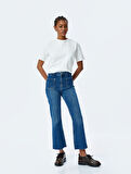 İspanyol Paça Düğmeli Normal Bel Denim Pantolon -  Flare Jeans