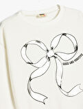 Fiyonk Baskılı Uzun Kollu Bisiklet Yaka Oversize Sweatshirt