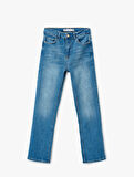 Yüksek Bel İspanyol Paça Denim Pantolon - Kick Flare Jeans