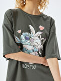 Disney Lisanslı Stitch Baskılı Kısa Kollu Tişört