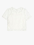 Dantel Detaylı Bisiklet Yaka Kısa Kollu Bluz
