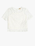 Dantel Detaylı Bisiklet Yaka Kısa Kollu Bluz