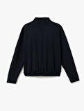 Uzun Kollu Rahat Kalıp Fermuarlı Dik Yaka Sweatshirt