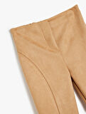 Standart Bel Slim Fit Suni Süet İspanyol Paça Pantolon
